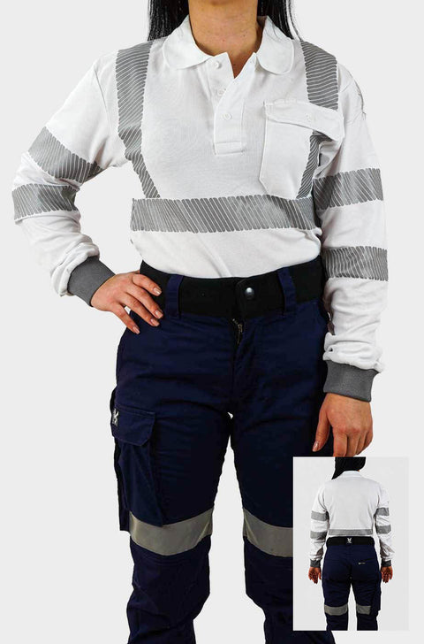 Nighthawk Hi-Vis Hoop Work Polo White Ladies