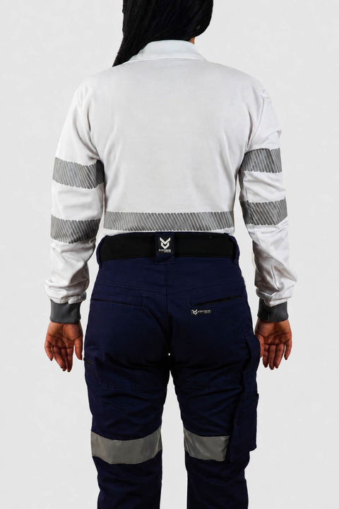 Nighthawk Hi-Vis Hoop Work Polo White Ladies