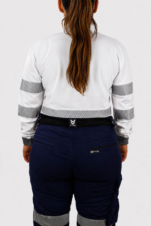 Nighthawk Hi-Vis Hoop Work Polo White Ladies