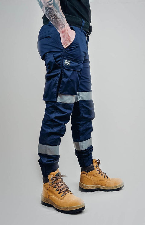 nighthawk blue slim fit mens workwear reflective chino pants