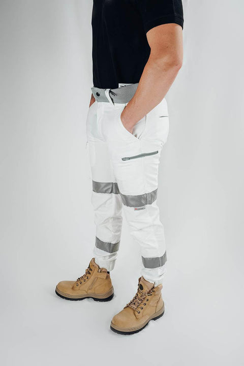 nighthawk white slim fit mens workwear reflective chino pants