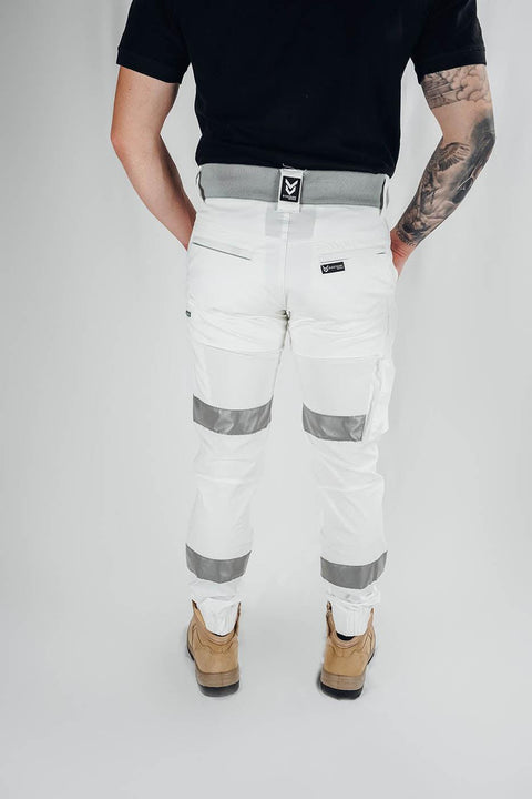 nighthawk white slim fit mens workwear reflective chino pants